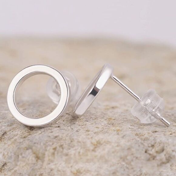 New Gold or Silver Minimalist Circle post earrings - Picture 2 of 6